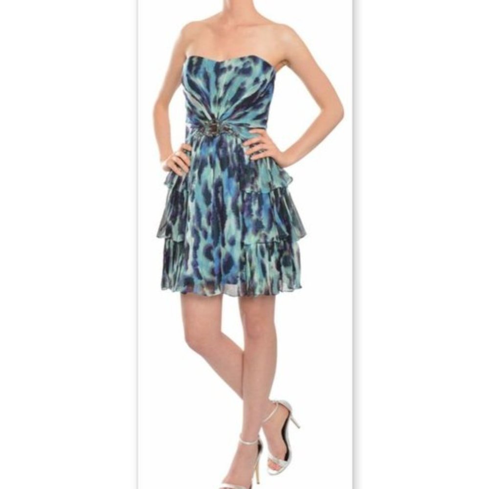 KURT THOMAS NWT Silk Strapless Jeweled Tiered Ruffle Dress size 0
